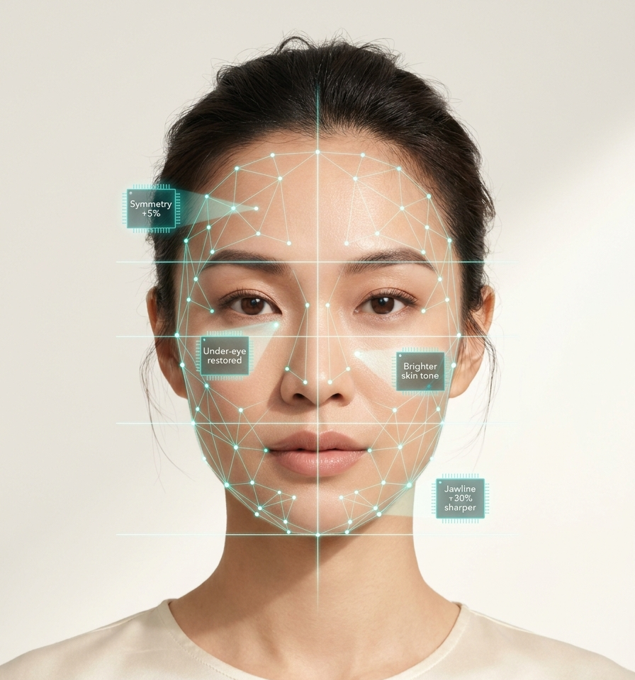 AI facial analysis mesh with measured improvements