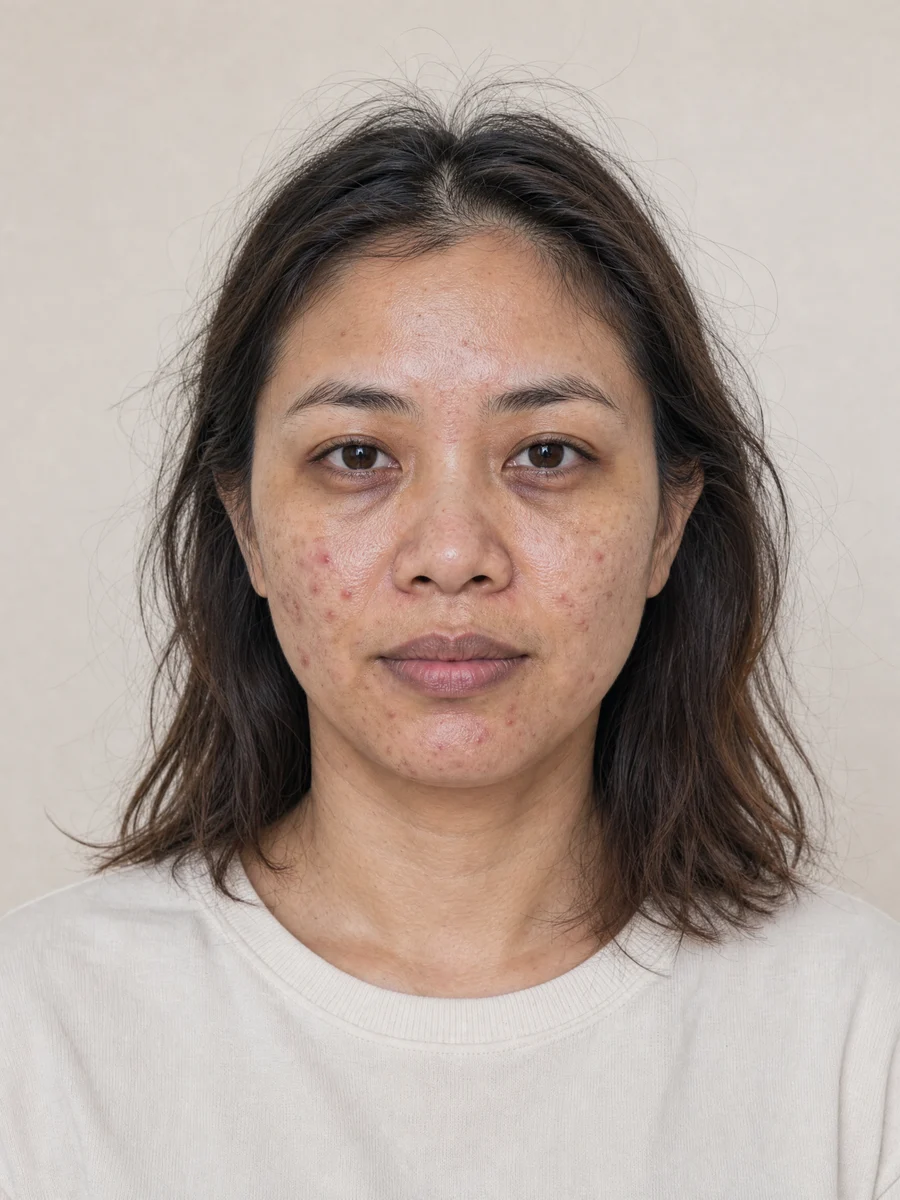 Before the AI makeover: skin clarity in the example portrait